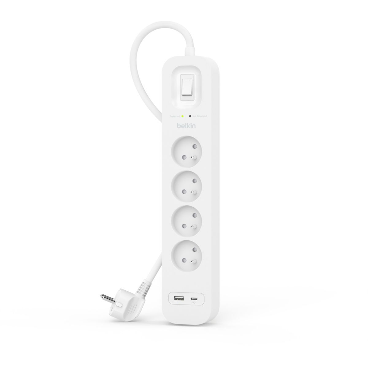 Multiprise 4 prises + USB-C et USB-A couleur unique, BELKIN