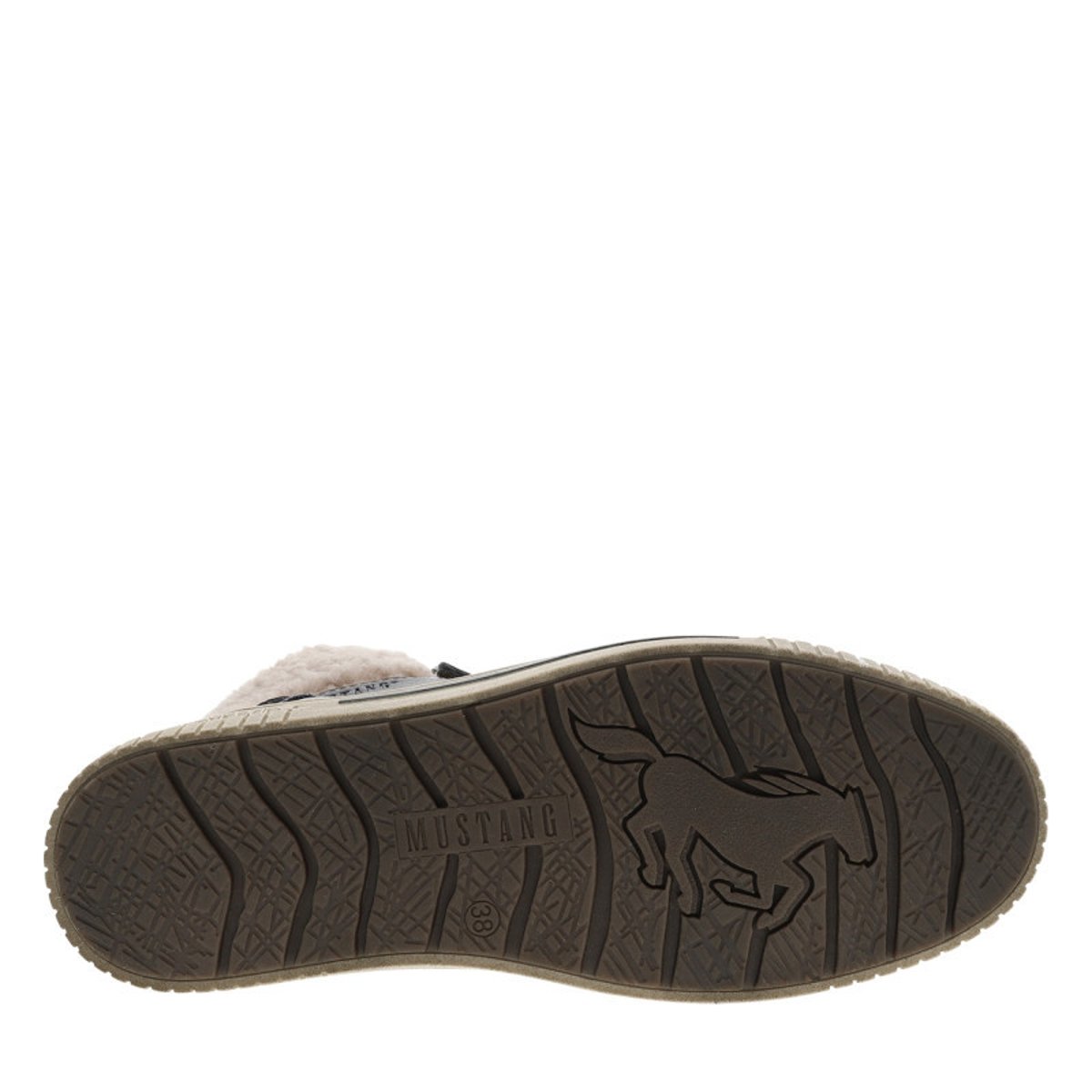 Tennis bleu marine à talon plat pourvues de lacets et d'un zip latéral bleu foncé, MUSTANG