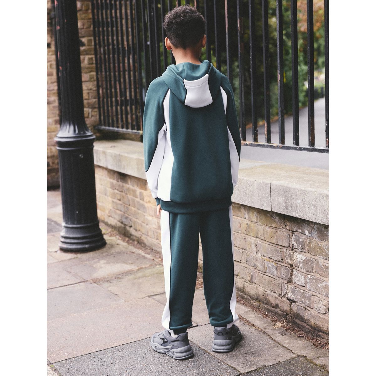 Ensemble sweat à capuche bloc de couleur vert, NEXT