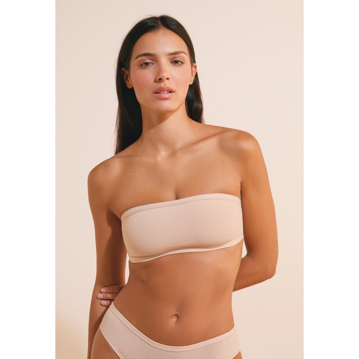 Bandeau sans armatures en coton biologique extensible COTON 360 lin, ETAM