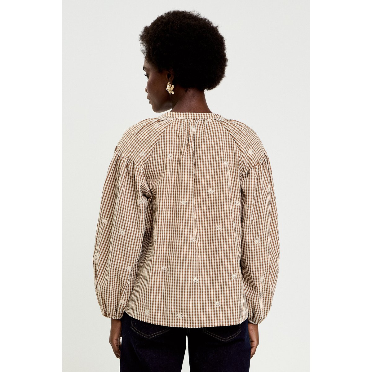 Blouse vichy brodée blanc, CACHE CACHE