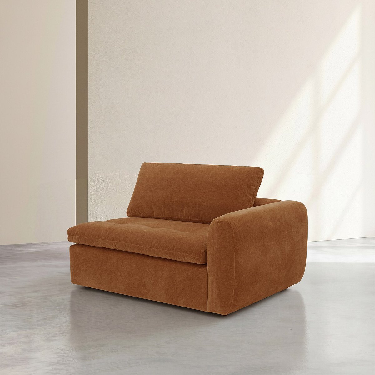 Module d'angle droit 2 places en tissu AMERIA marron, HABITAT