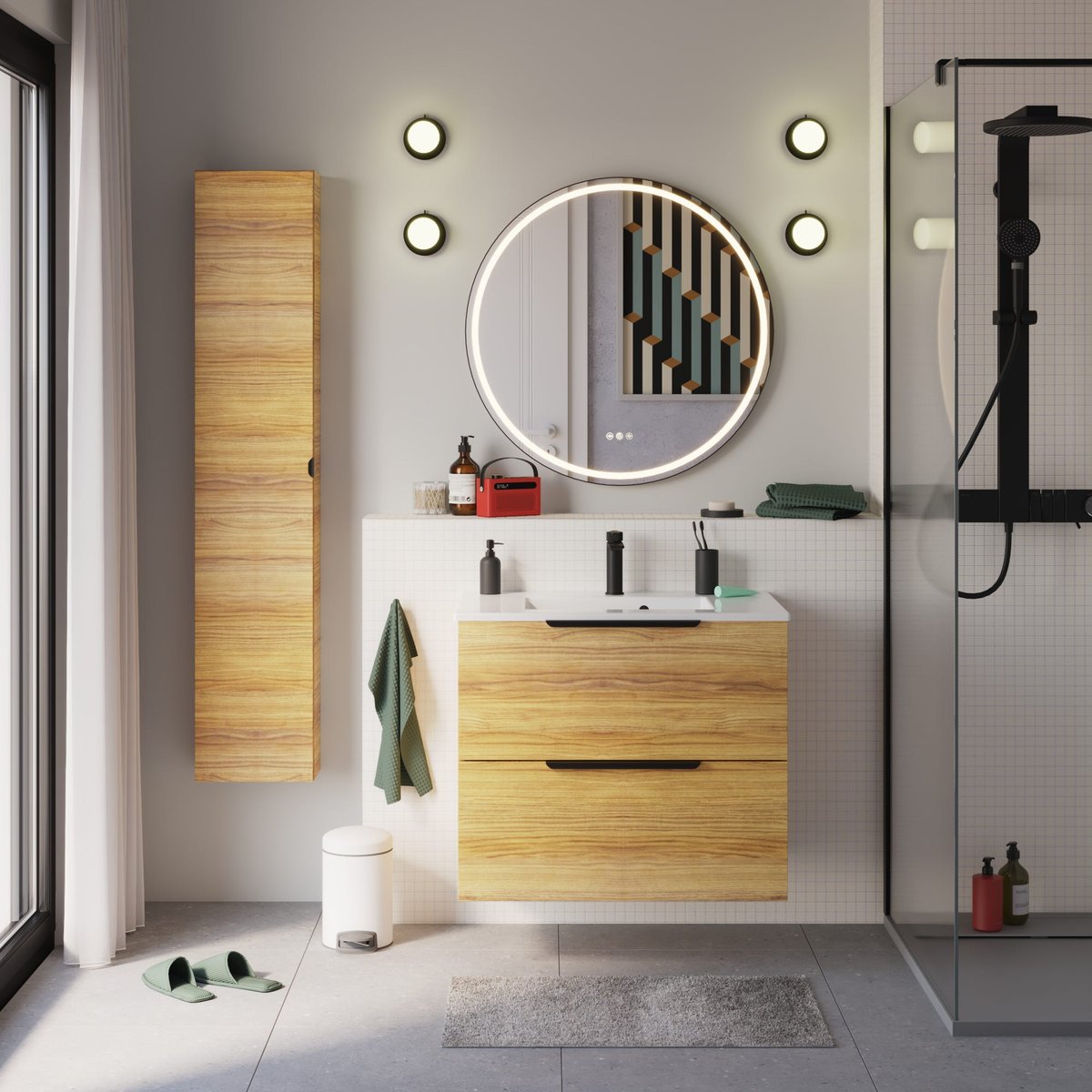 Miroir LED, REMIX gris, SENSEA