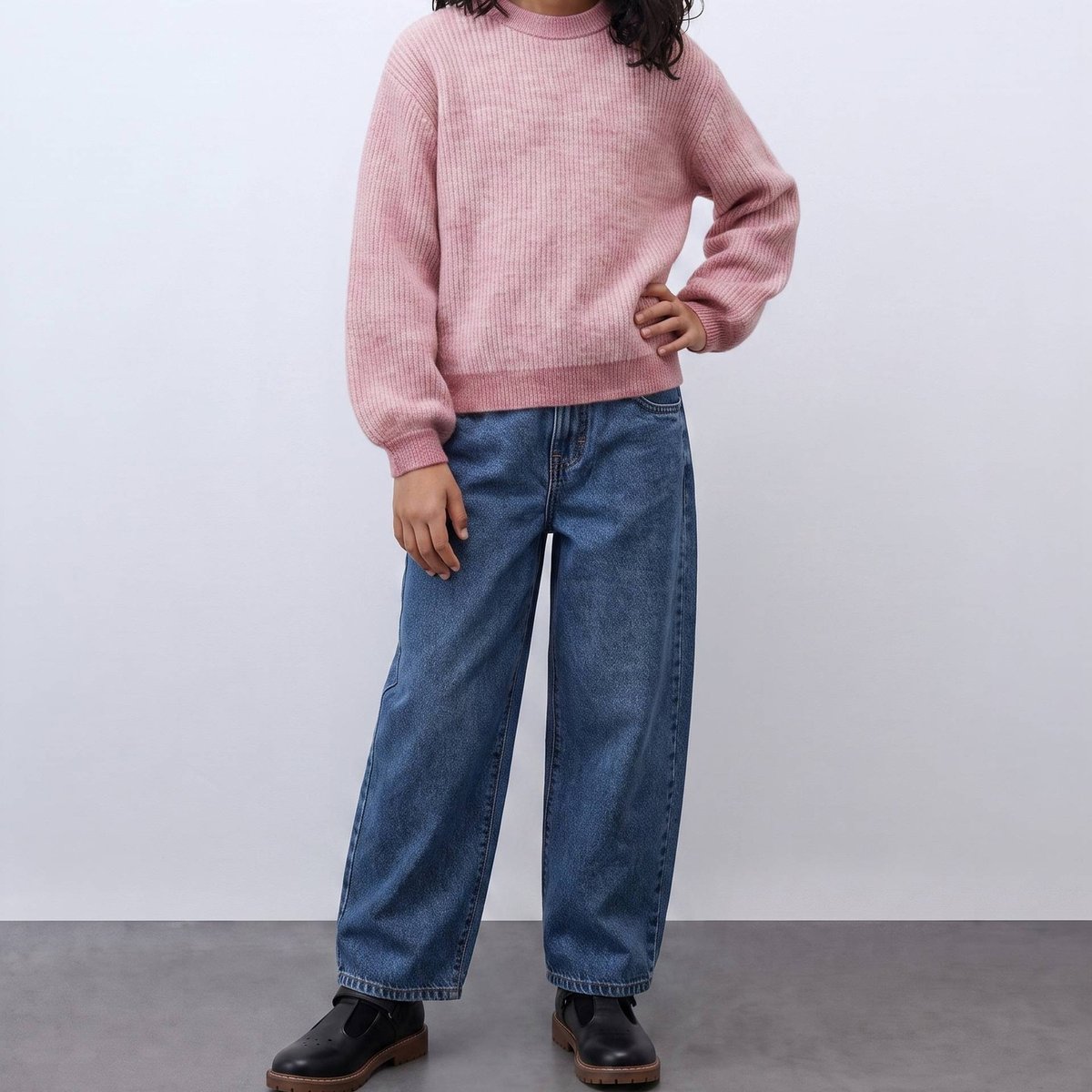 Pull col rond uni soie, MONOPRIX
