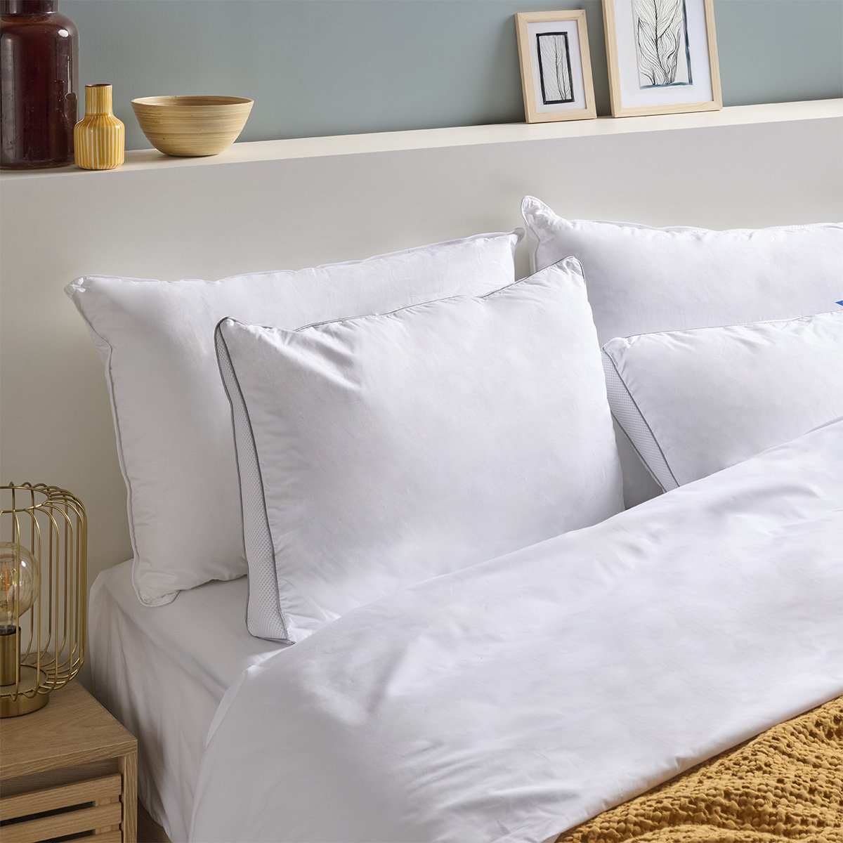 Oreiller souple Premium Ventilé blanc, BLEU CALIN