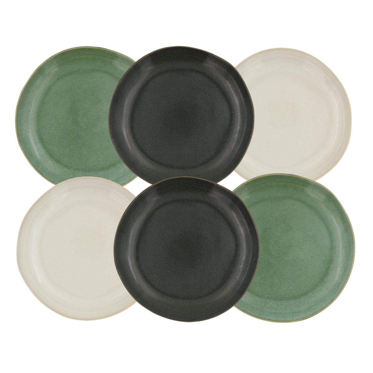 Lot de 6 grandes assiettes, MILA vert, ARTIME