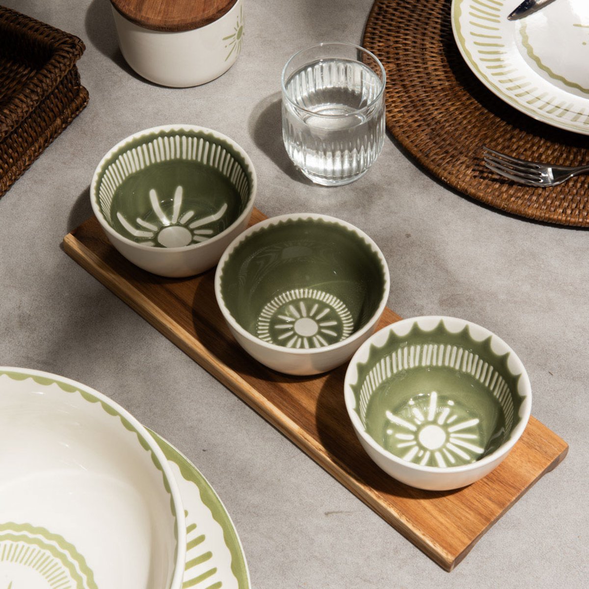 Service apéritif 3 pièces Tamara 32 cm vert, TABLE PASSION