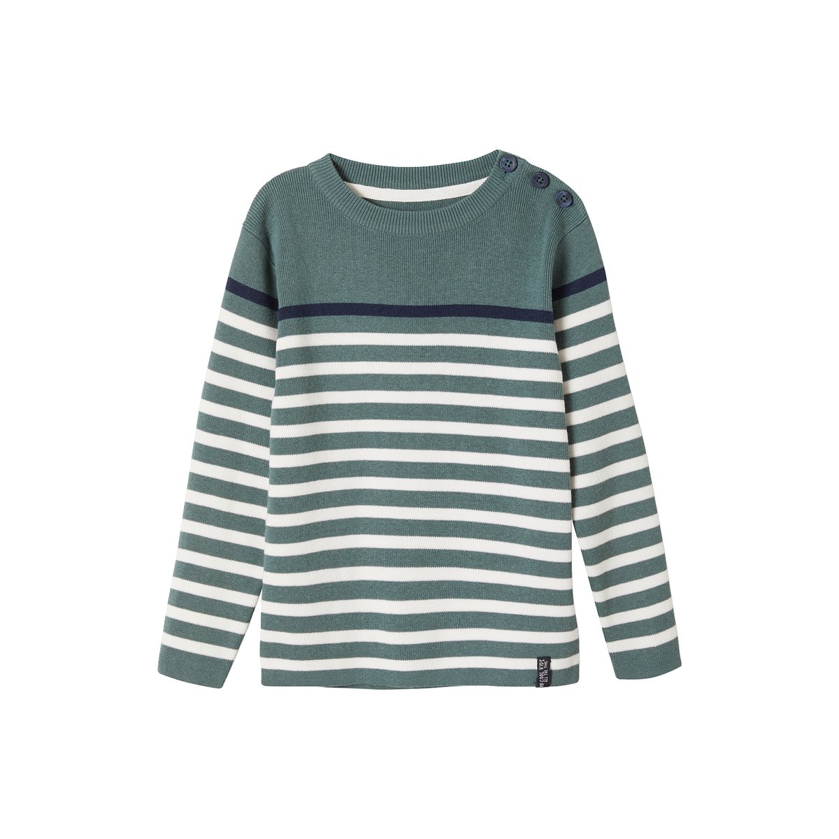 Pull marin sauge rayé marine et ivoire, VERTBAUDET