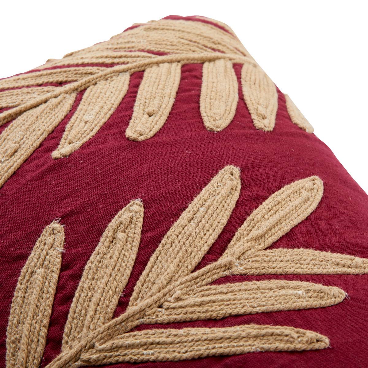 Coussin déhoussable en velours brodé YUCATAN violet, ATMOSPHERA