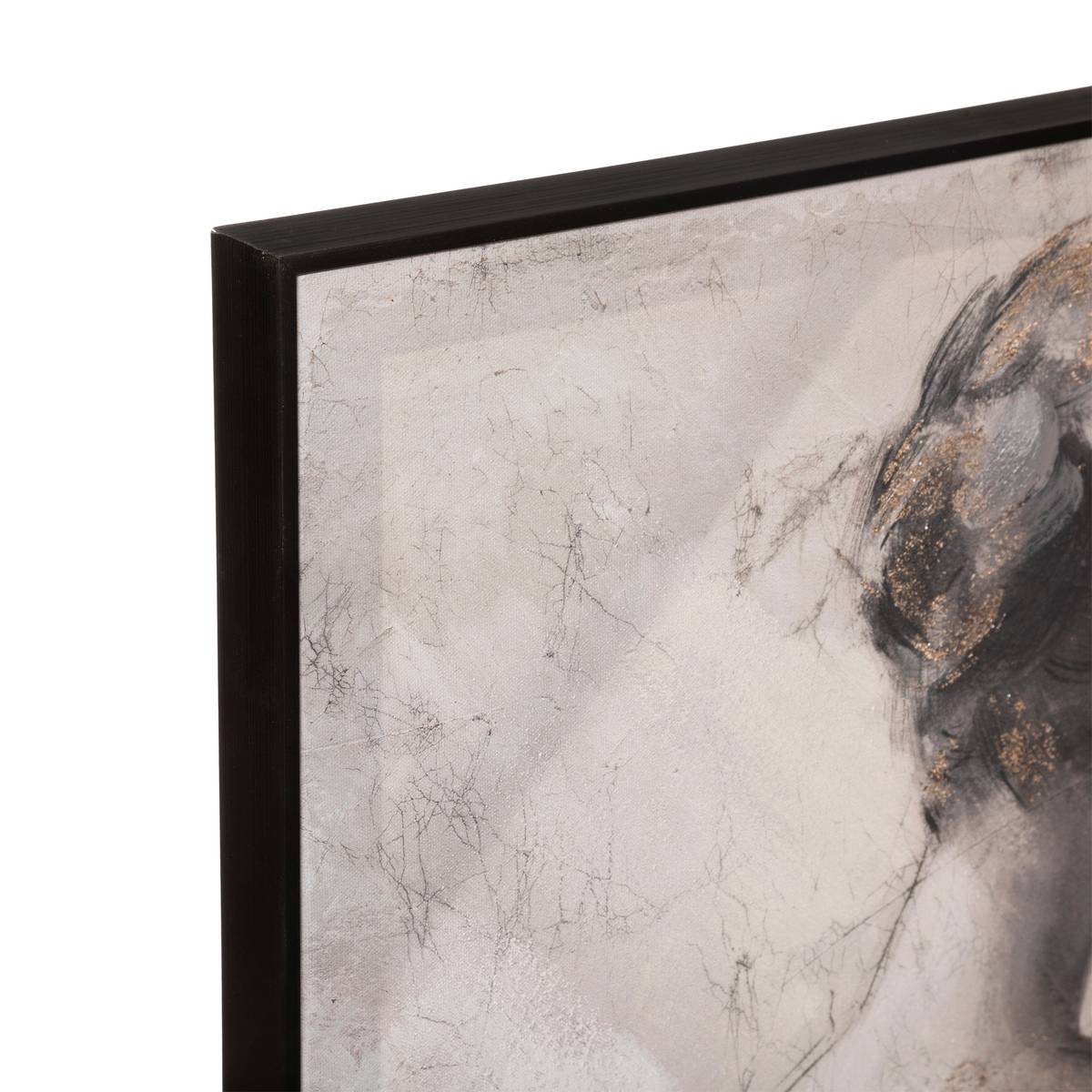 Toile peinte encadrée aquarelle corps féminin NAKED gris, ATMOSPHERA