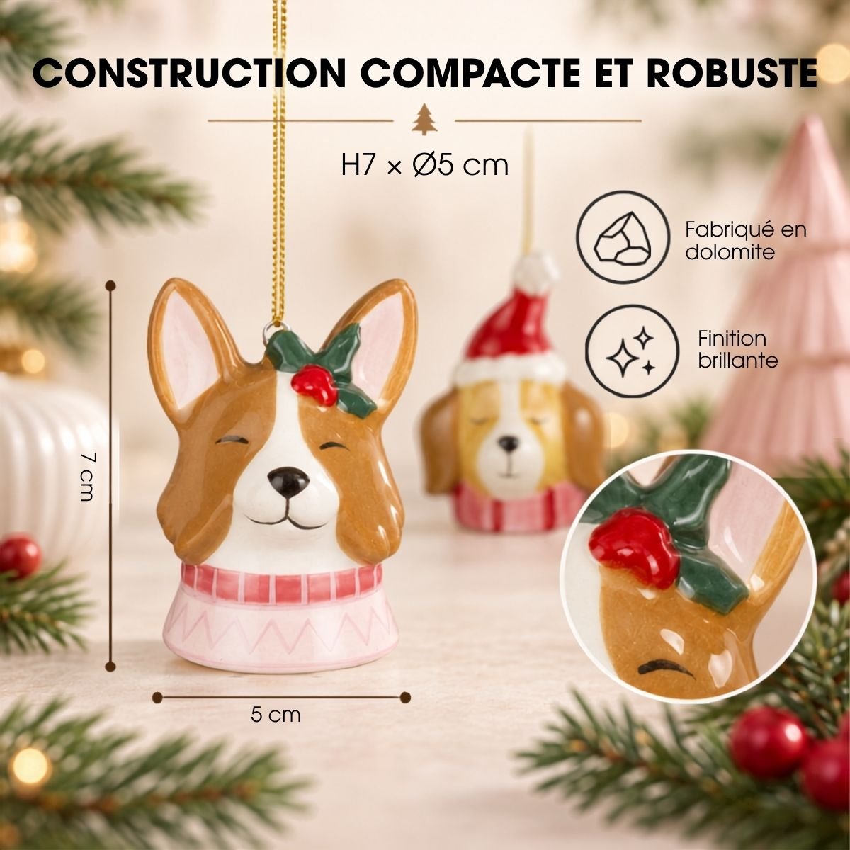 Boule de Noël rose, MICA DECORATIONS