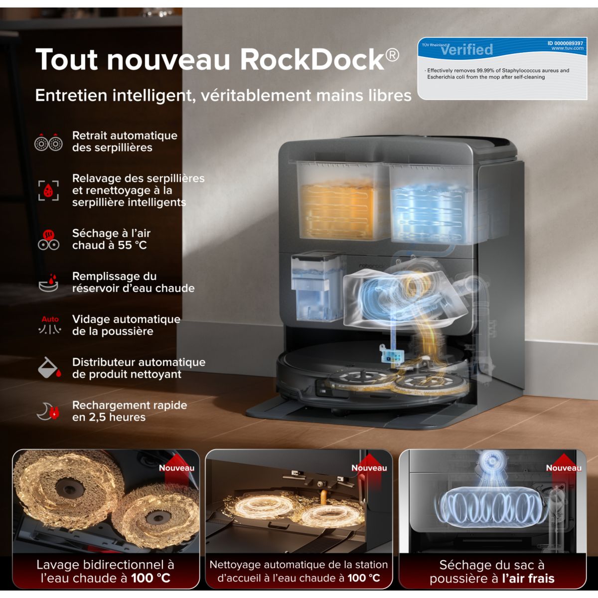 Robot Aspirateur Laveur Saros 20X Black couleur unique, ROBOROCK