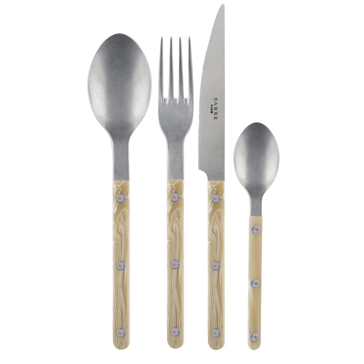 Set de 4 couverts de table, Bistrot Vintage effet corne, SABRE