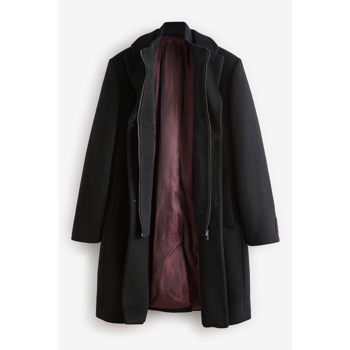 Manteau matelassé à col cheminée noir, NEXT