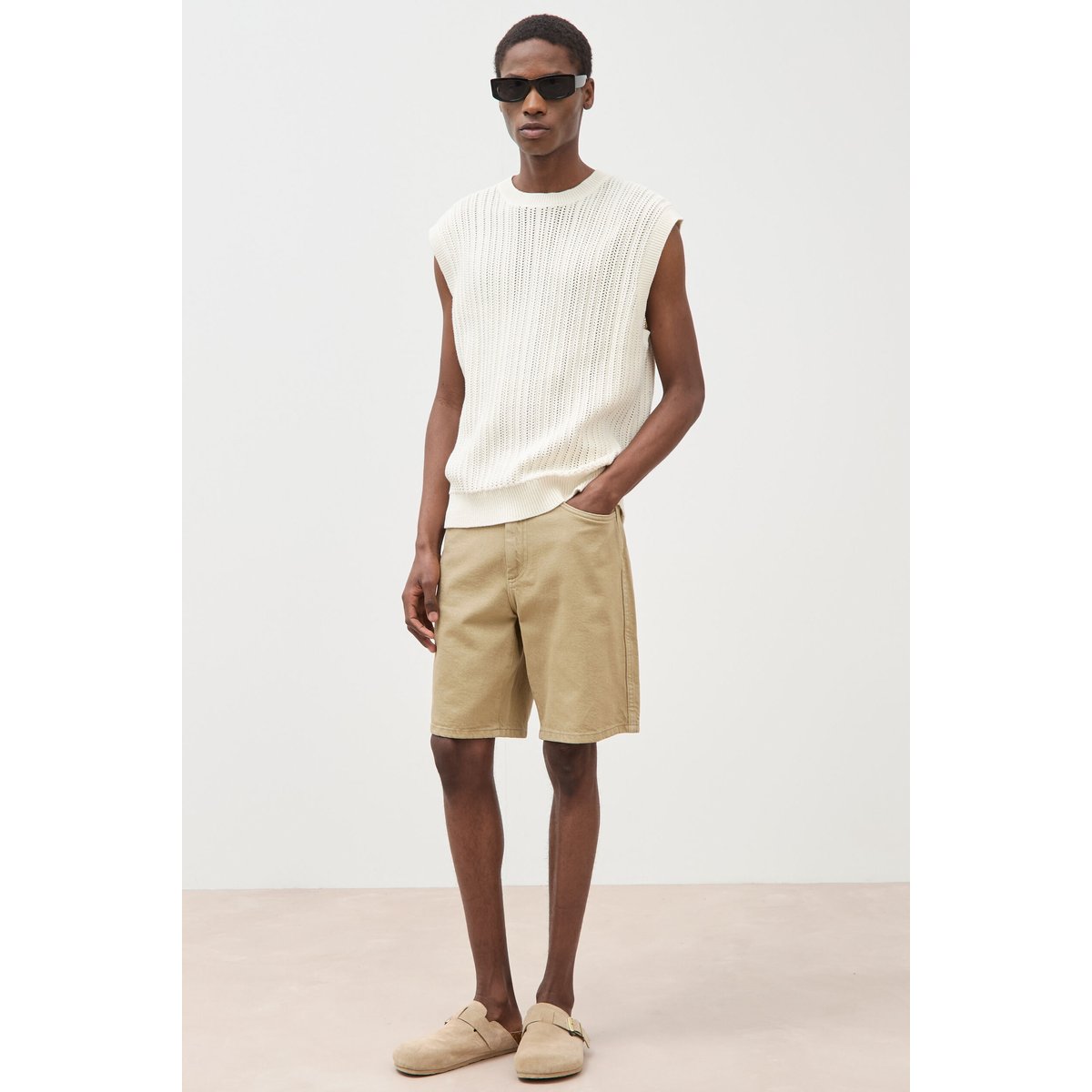 Bermuda en jean coton beige, BONOBO