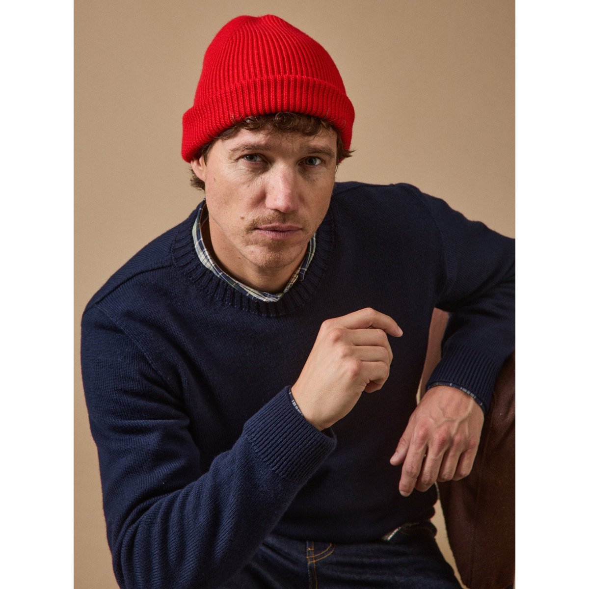 Bonnet mixte en laine - Cyrillus X les 3 Tricoteurs rouge, CYRILLUS