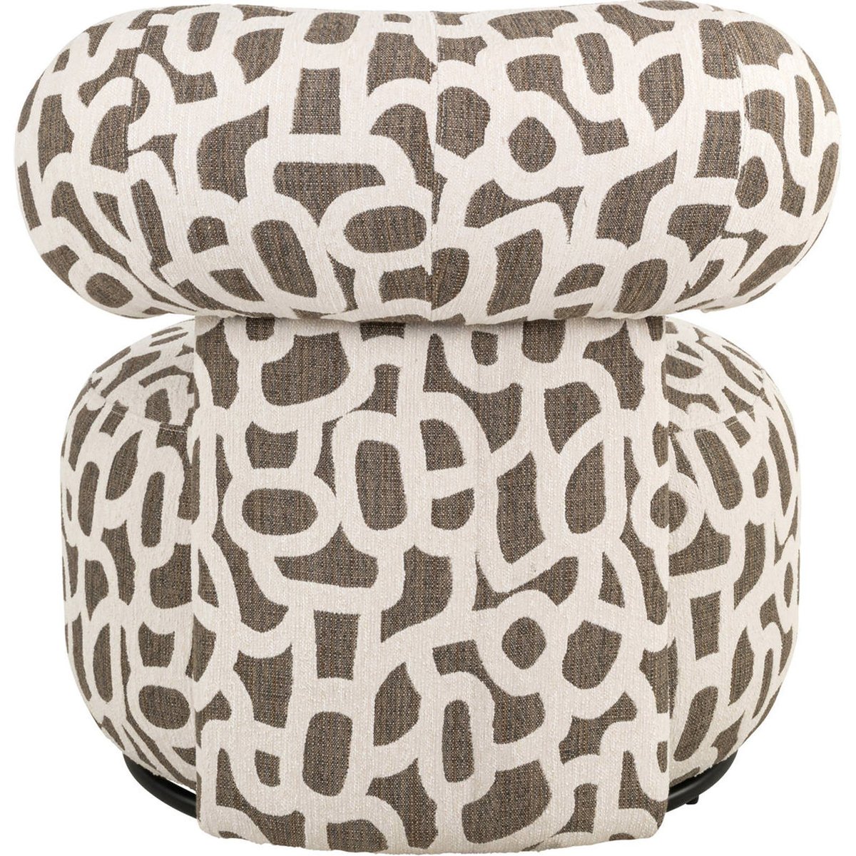 Fauteuil lounge à motif tissé brun tissé et beige, RECOLLECTION