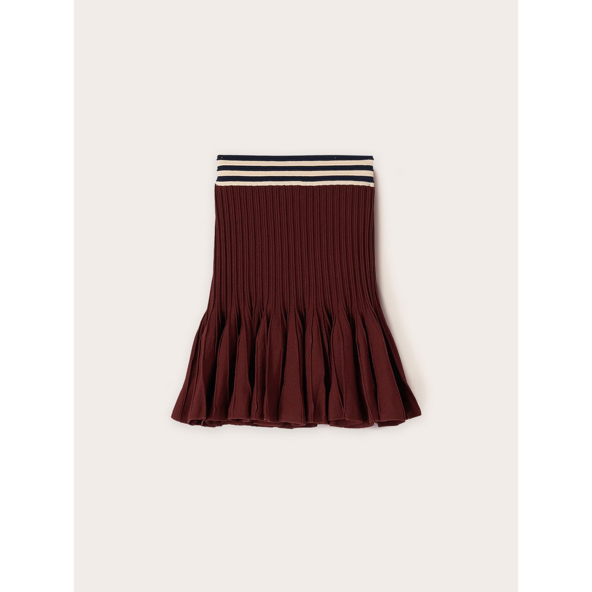 Mini-jupe évasée en maille marron, MOTIVI