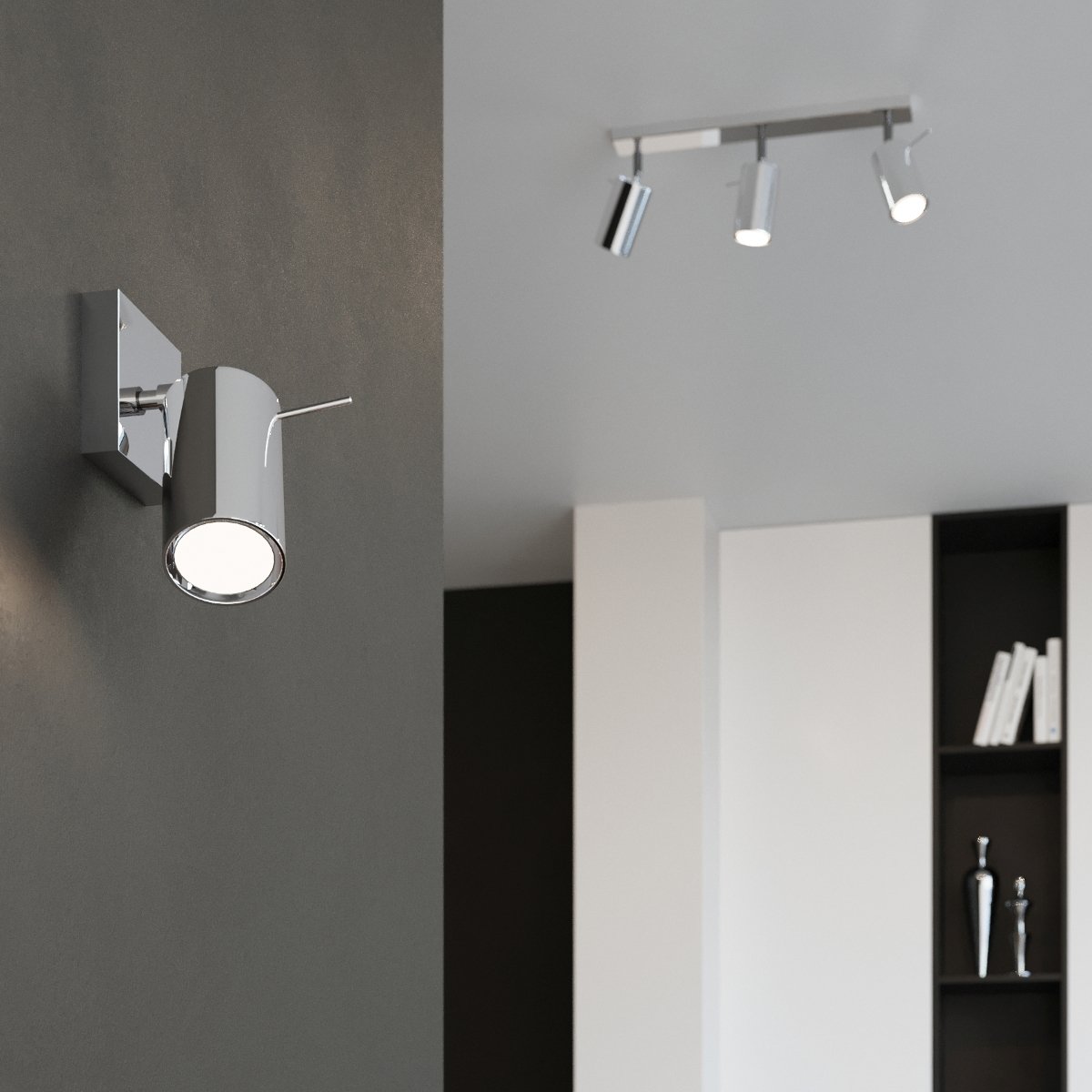 Plafonnier Acier Chrome GU10 6 Ring gris, EDEN