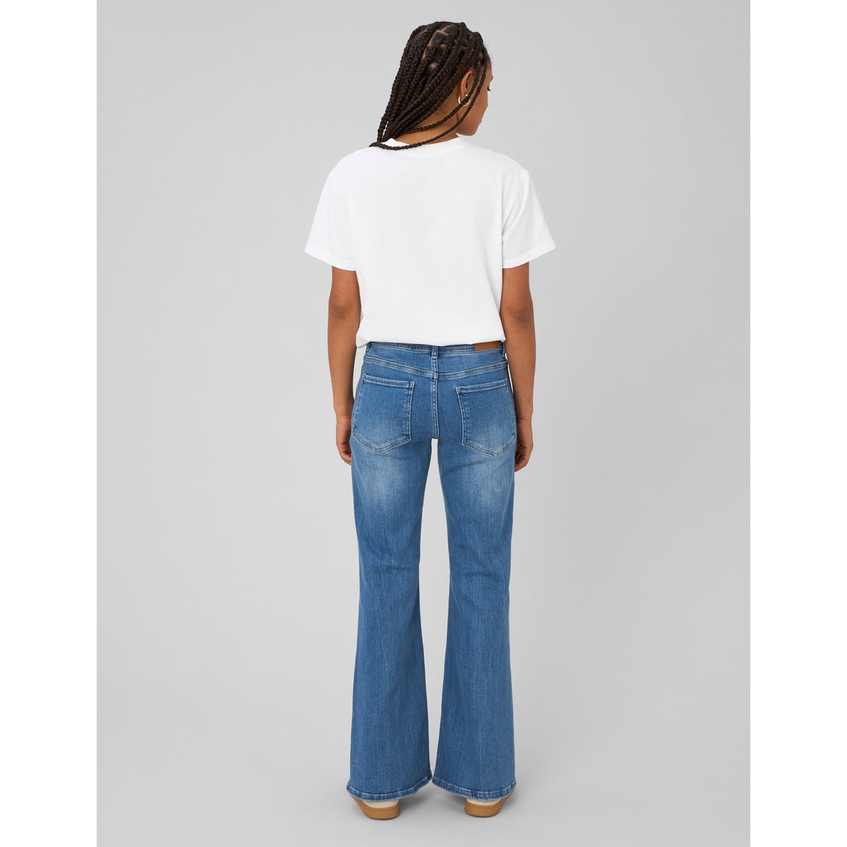 Jean flare taille haute bleu foncé, BZB