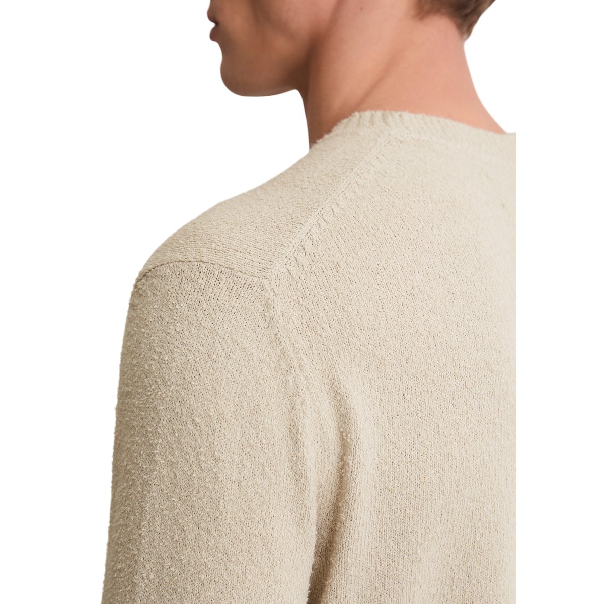 Pull bouclette regular en coton bio mélangé beige, MARC O'POLO