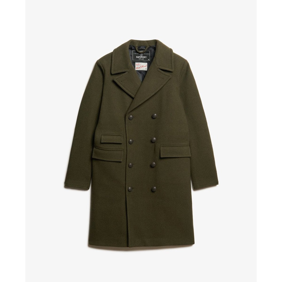 The Merchant Store - Manteau long en laine vert olive foncé, SUPERDRY