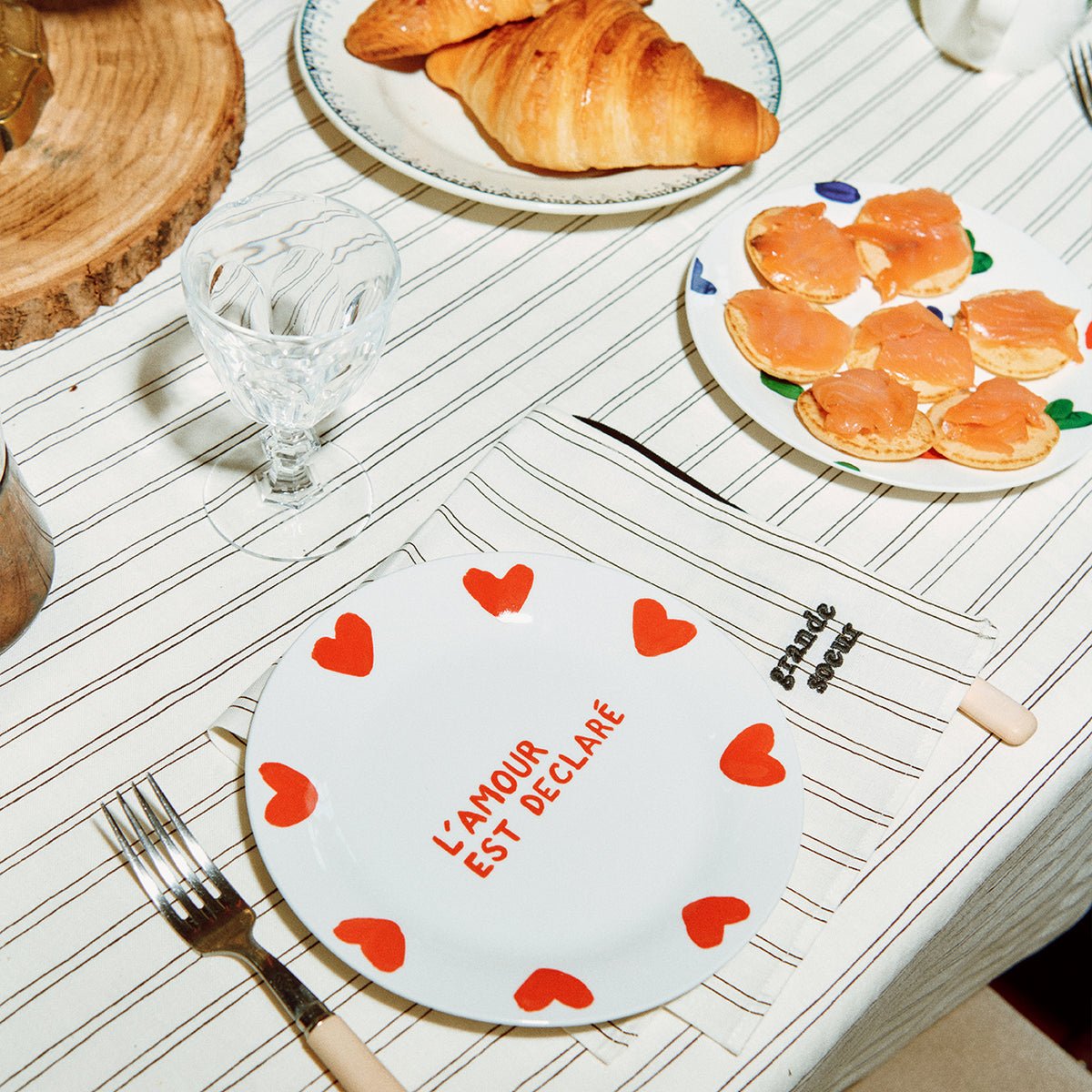 Assiette à dessert L'amour est déclaré, ICONIQUES blanc - blanc, EMOI EMOI