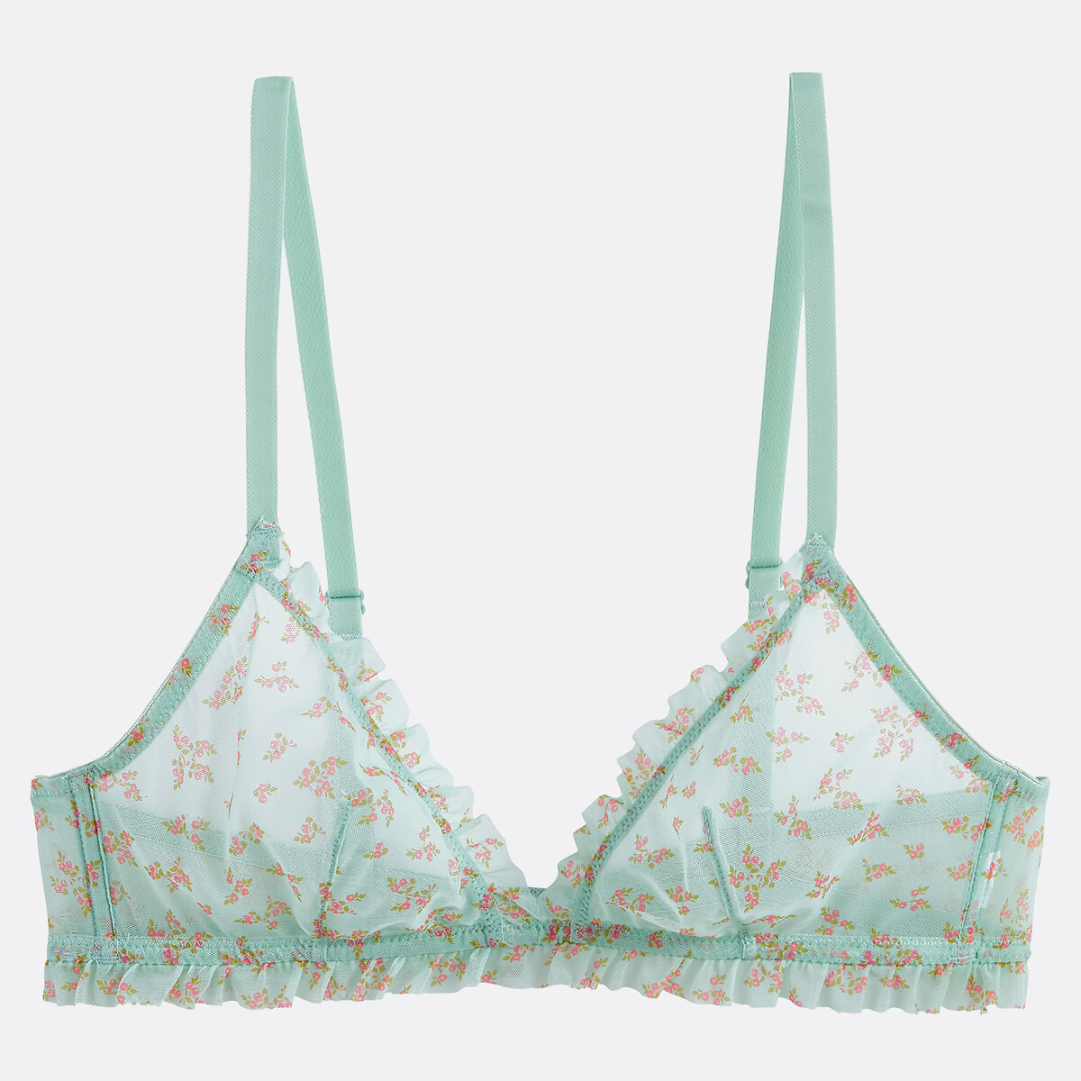 Ophelie Printed Stretch Tulle Triangle Bra floral print, LA REDOUTE COLLECTIONS