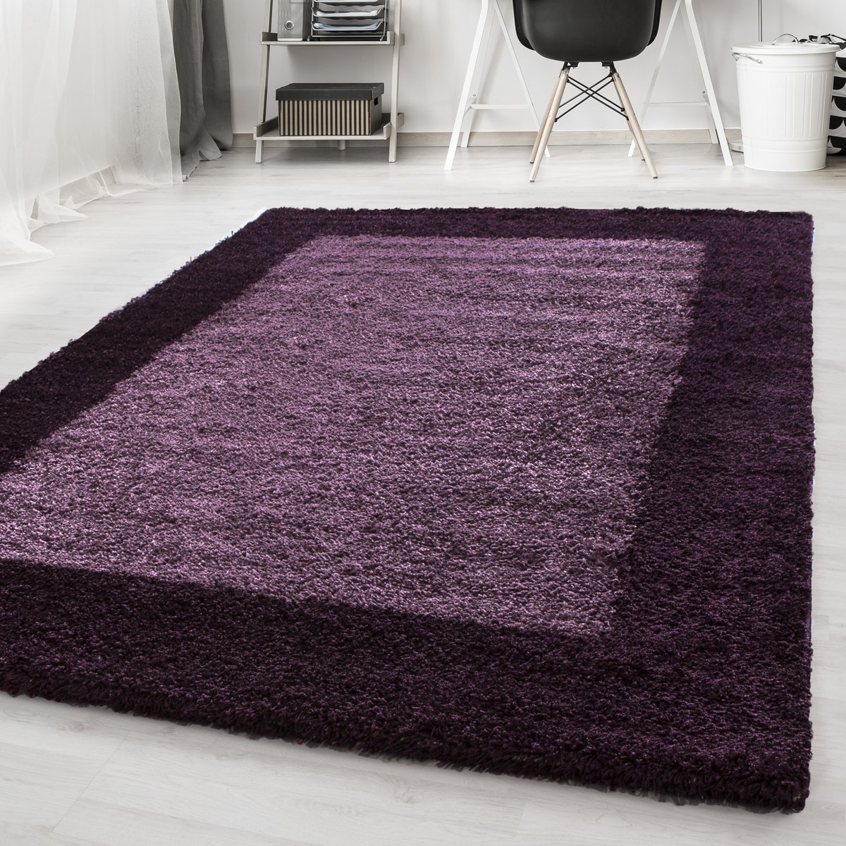 Tapis de salon shaggy bicolore OTTA lila, NAZAR RUGS