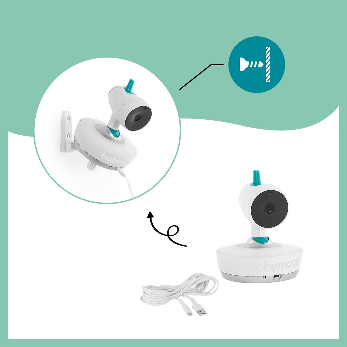 Caméra additionnelle babyphone YOO Moov blanc, BABYMOOV