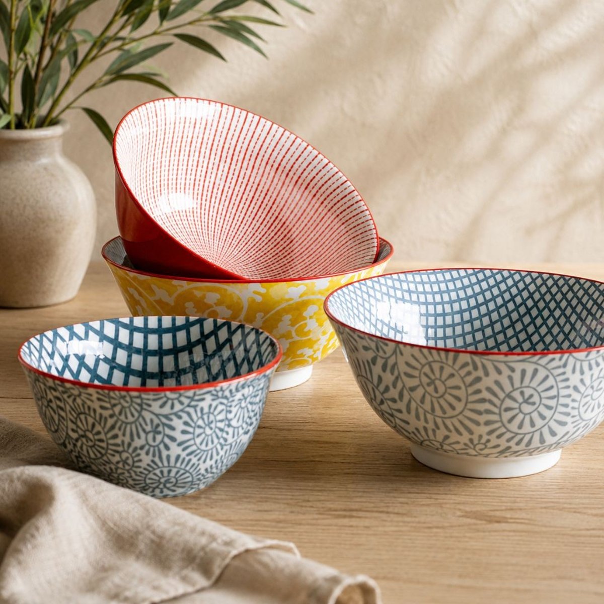 Lot de 6 grands bols design 1, SABAE multicolore, ARTIME