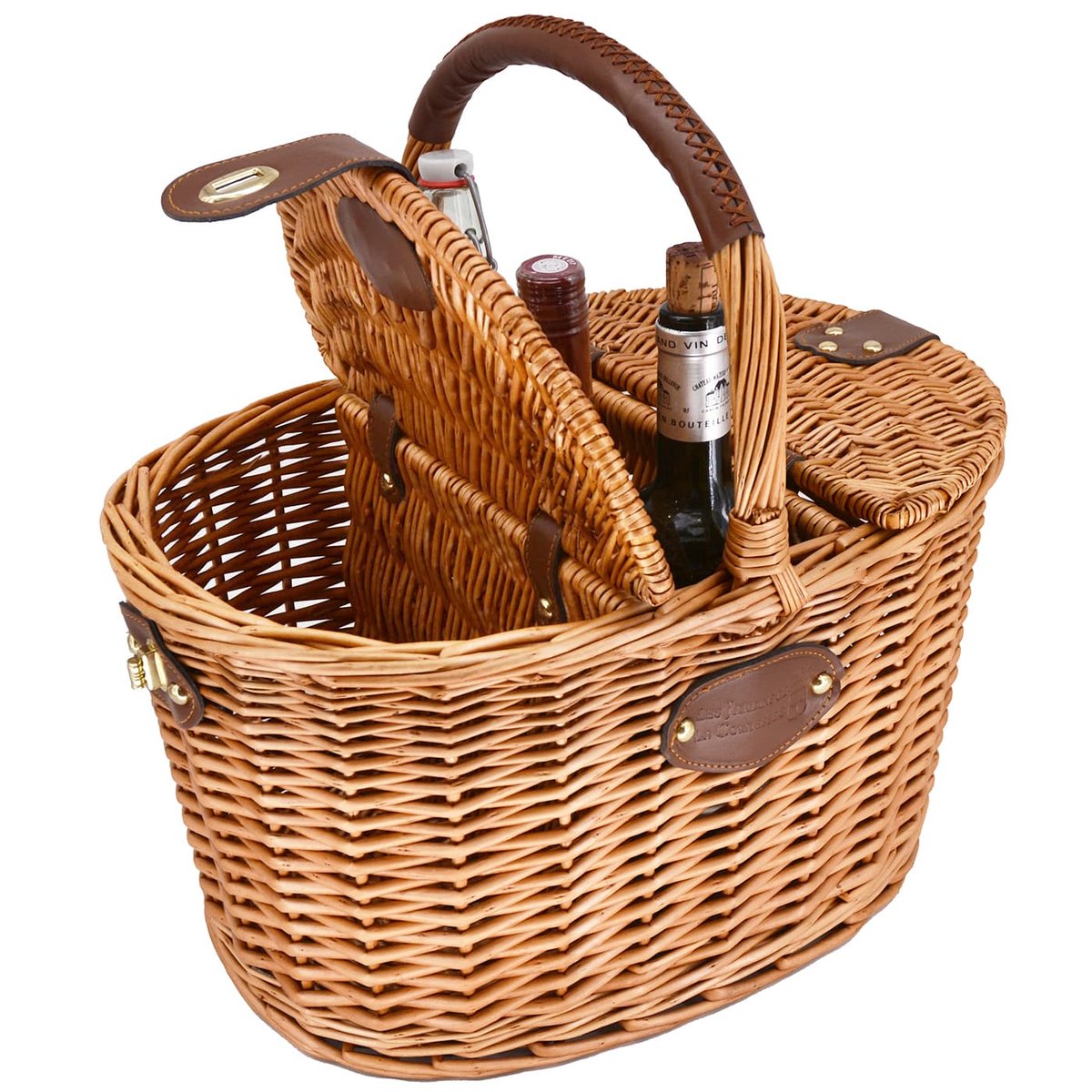 Panier porte-bouteilles en osier avec compartiments couleur unique, LES JARDINS DE LA COMTESSE