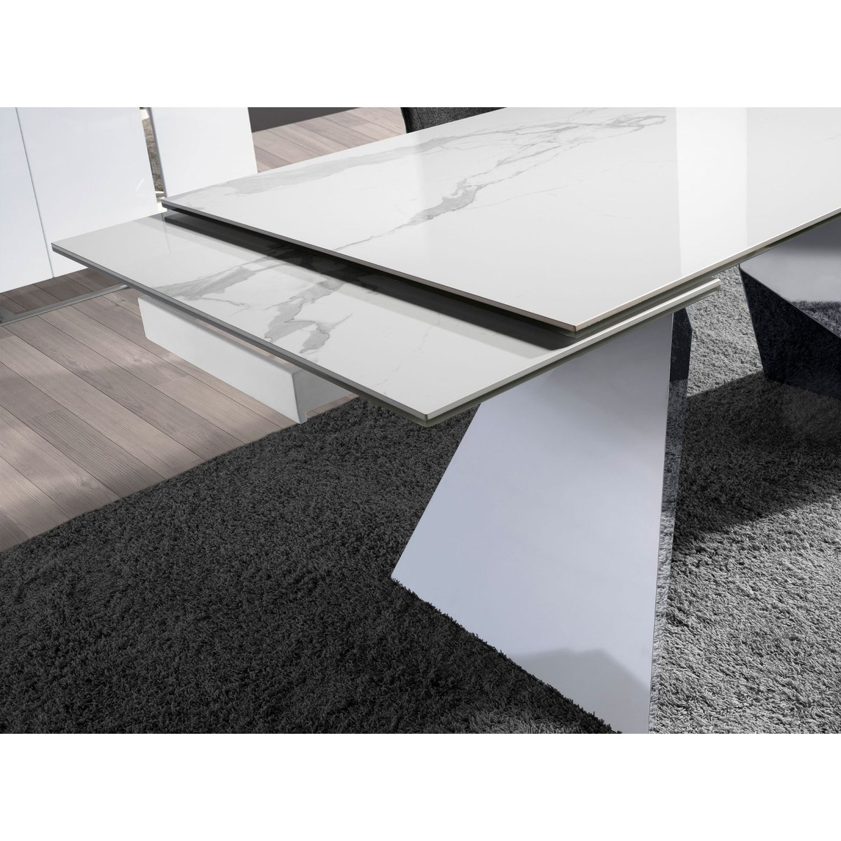 Table à manger rectangulaire marbre porcelaine blanc | acier, ANGEL CERDA