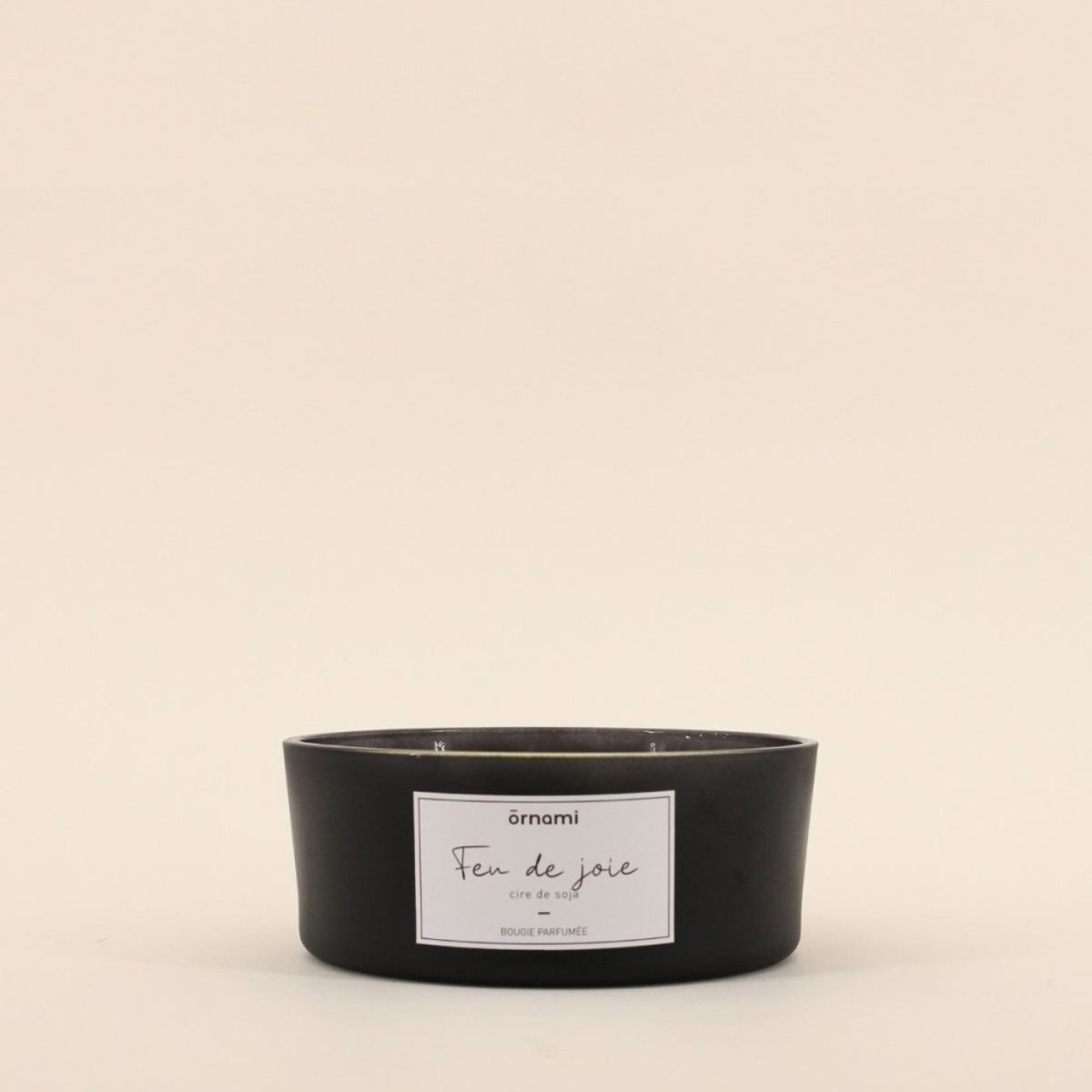 Bougie parfumée en cire de soja 4 mèches " feu de joie" 380g noir, ORNAMI