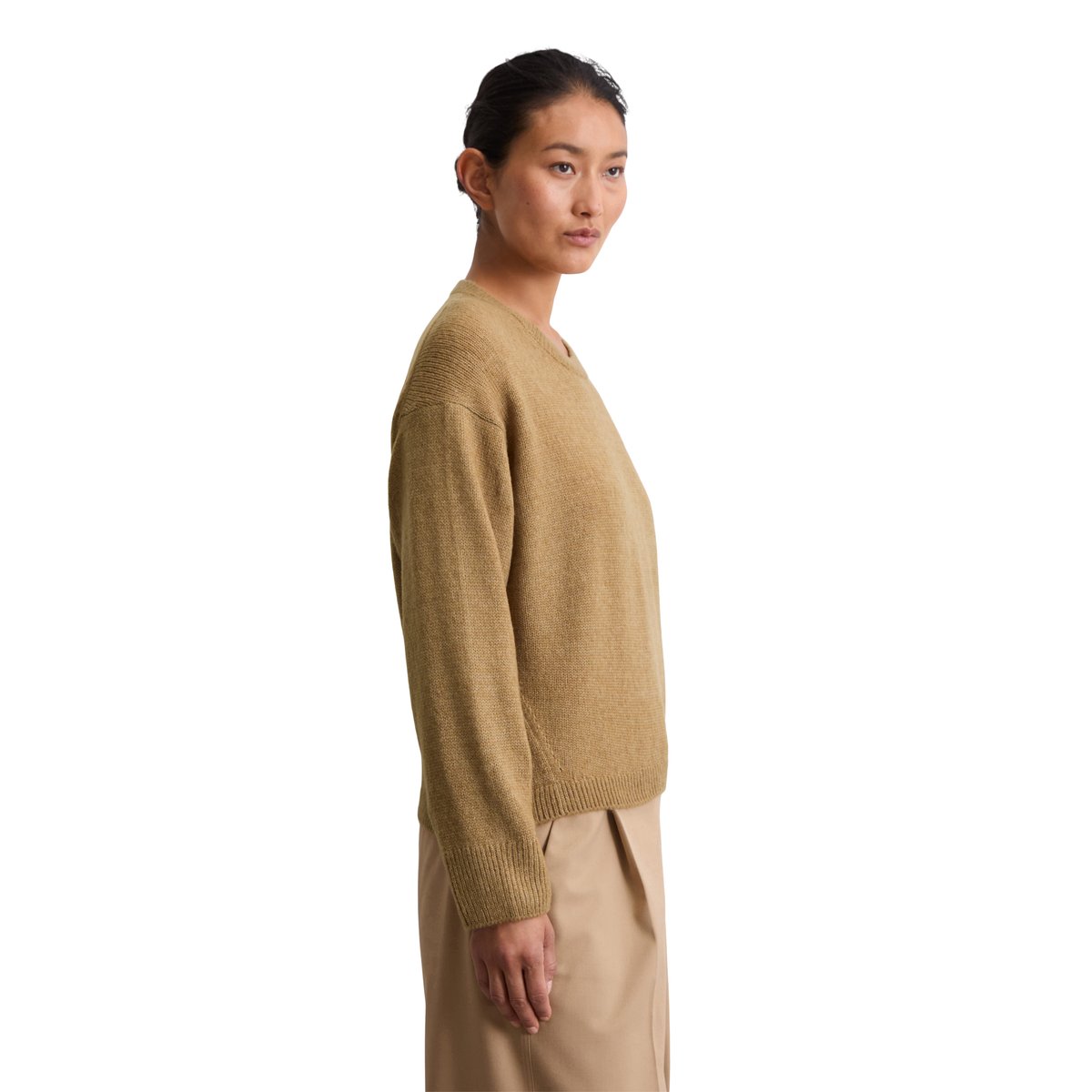 Pull en maille loose en doux mélange de laine vierge marron, MARC O'POLO