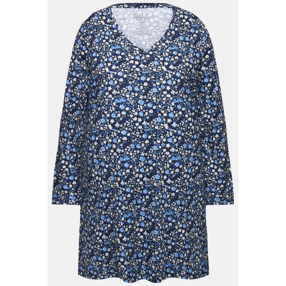 T-shirt long à motif, coupe évasée marine, ULLA POPKEN