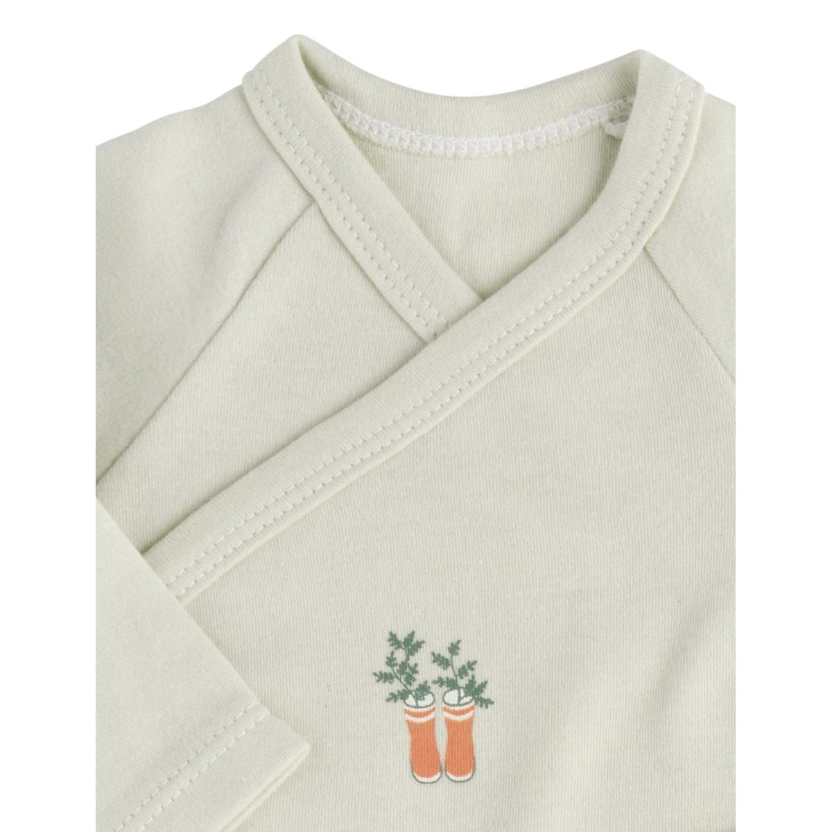 Bodies bébé manches longues en coton lot de 3 vert/blanc, SAUTHON