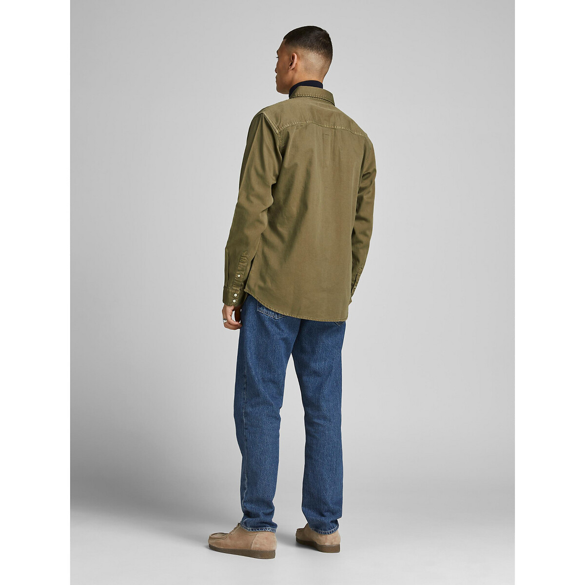 Camicia taglio slim in denim Jjesheridan verde kaki, JACK & JONES