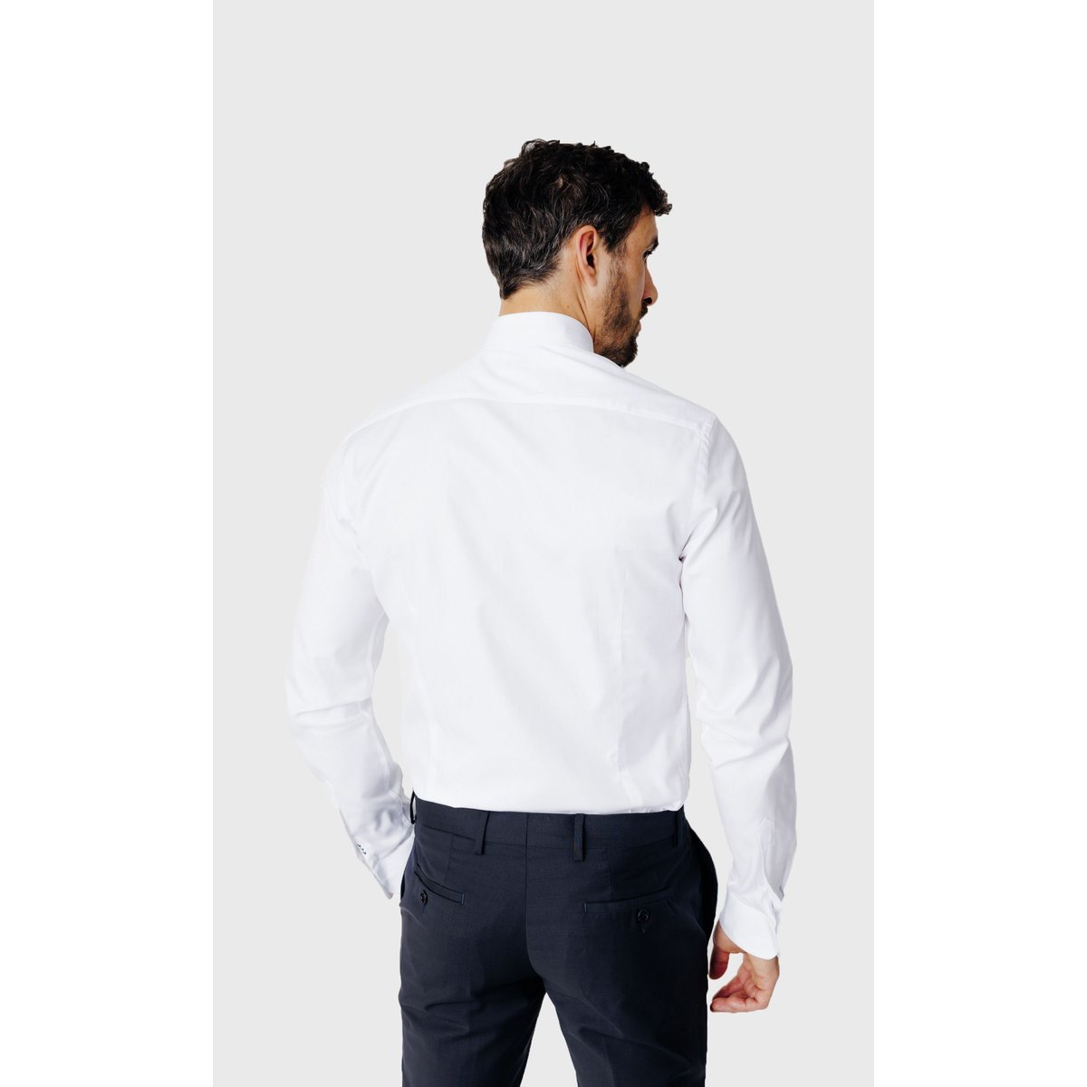 Chemise Slim fit Cérémonie double retors gorge cachée blanc, ACROSS
