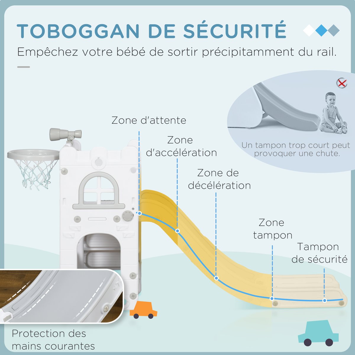 Toboggan pour enfants HDPE Gris blanc et gris, AIYAPLAY