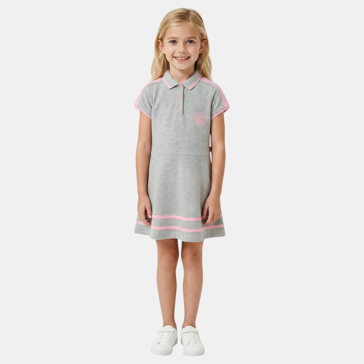 Robe polo manches courtes, patte boutonnée PREPPY gris, LEE COOPER