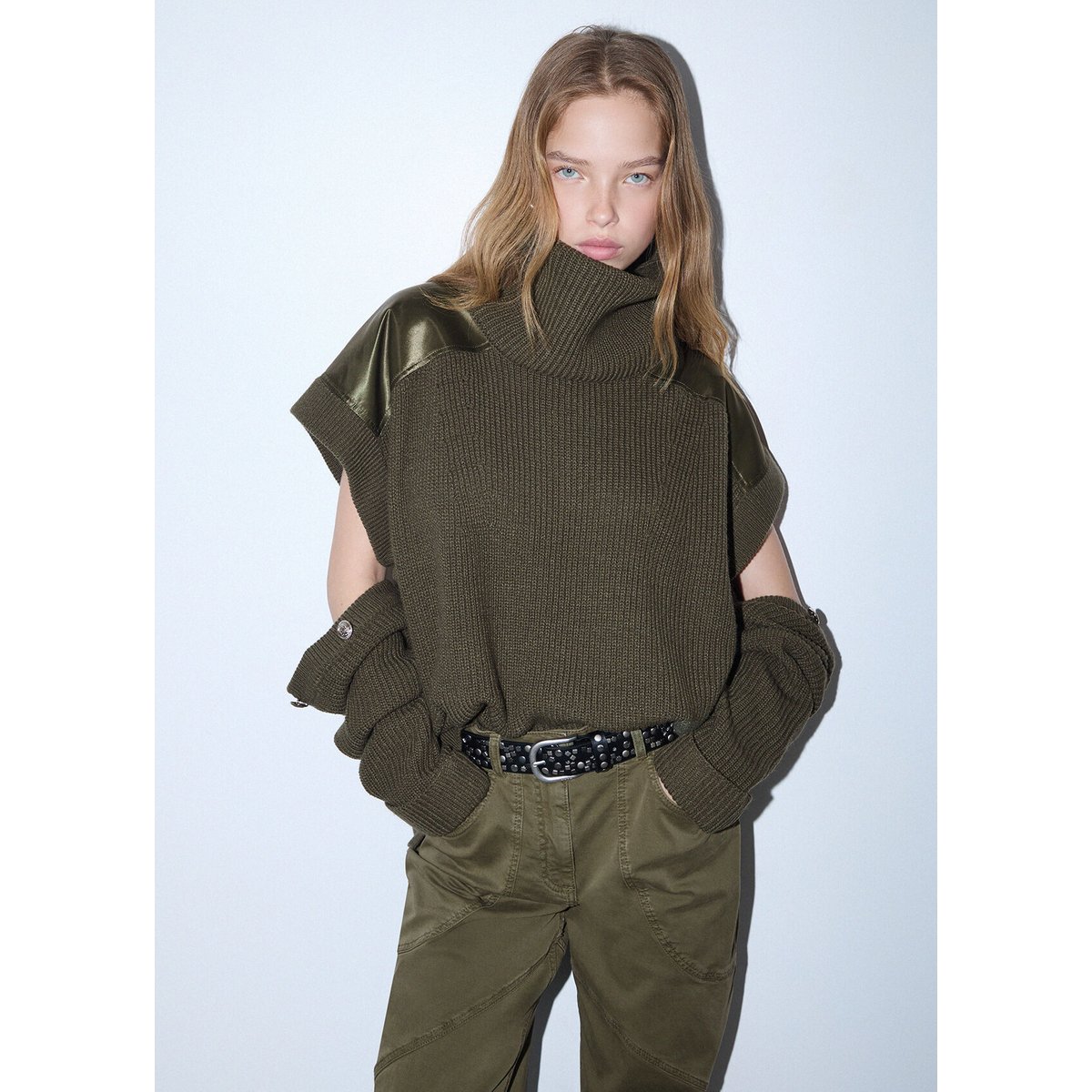 Pull Col Roulé avec Découpes vert, LIU JO
