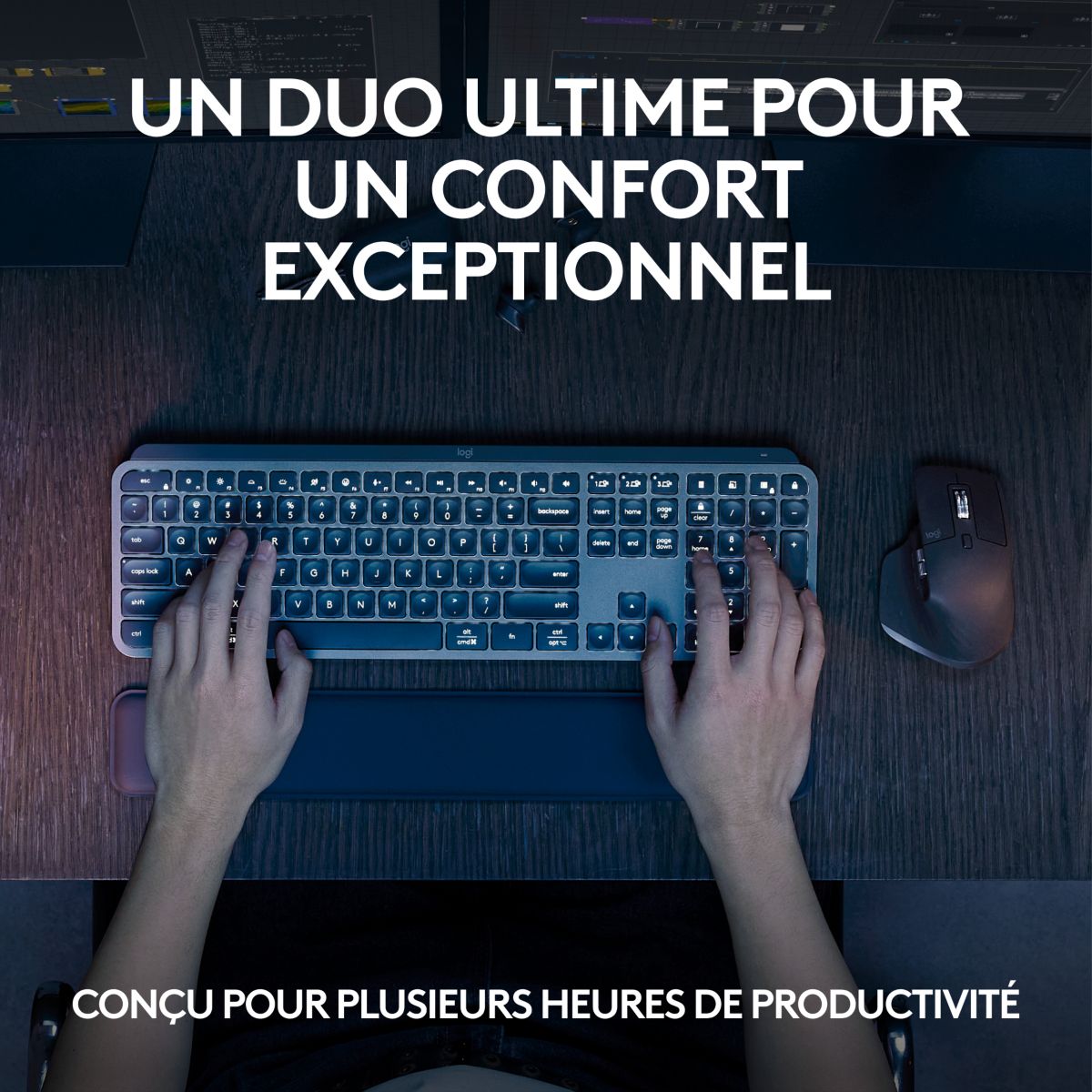 Clavier + Souris MX keys S avec repose poignet couleur unique, LOGITECH