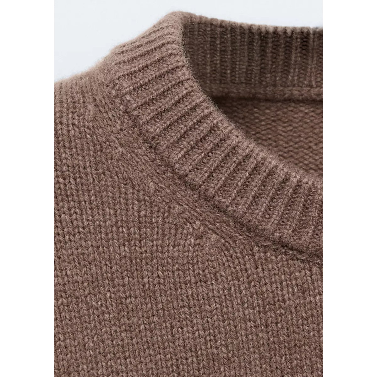 Pull-over laine col rond marron moyen, MANGO