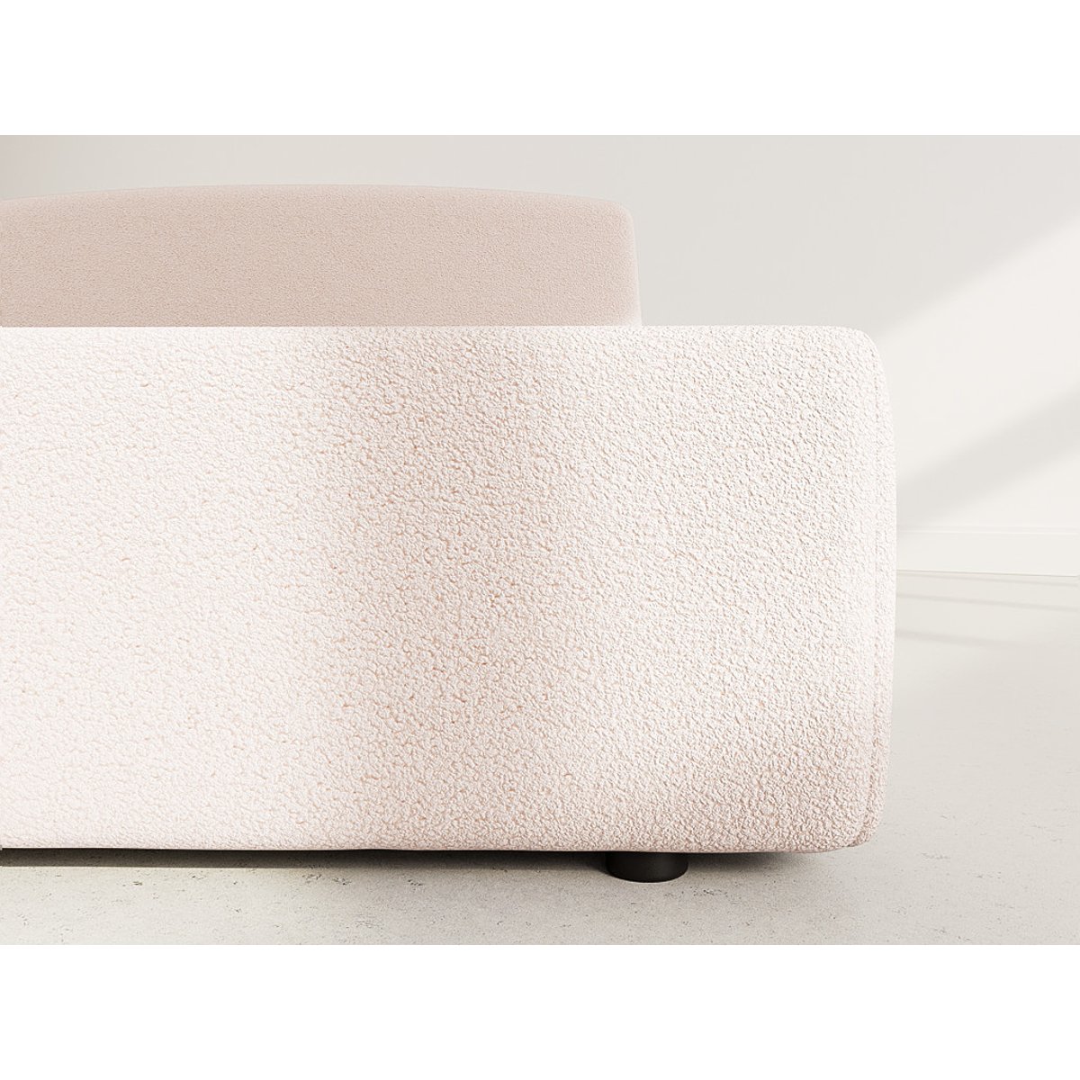 Lit coffre 160x200 cm en tissu bouclette, JULIETTE beige, LISA DESIGN