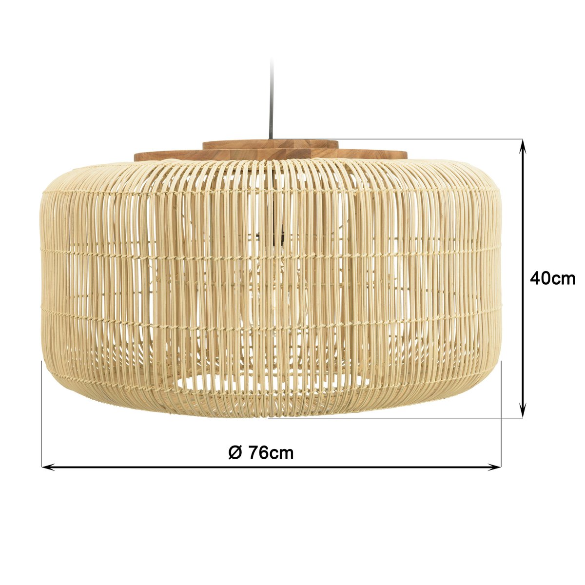 Suspension en rotin ronde 76cm FOLELLI ecru, PIER IMPORT