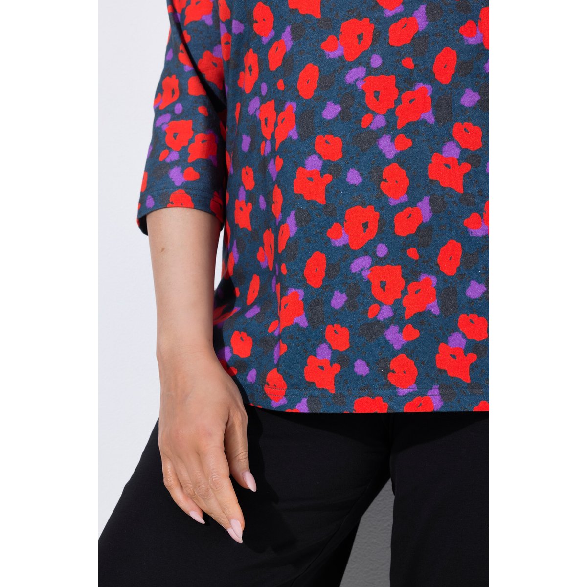 T-shirt motif floral rouge néon, ULLA POPKEN