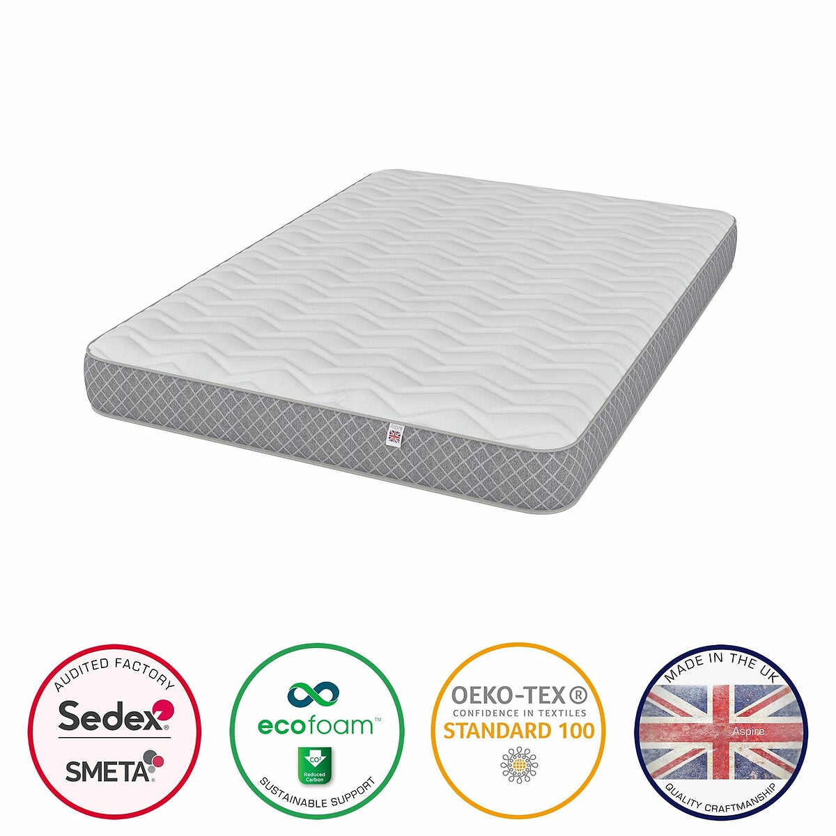 Kids Anti Allergy Sprung Mattress with OEKO-TEX Fabric white, ASPIRE