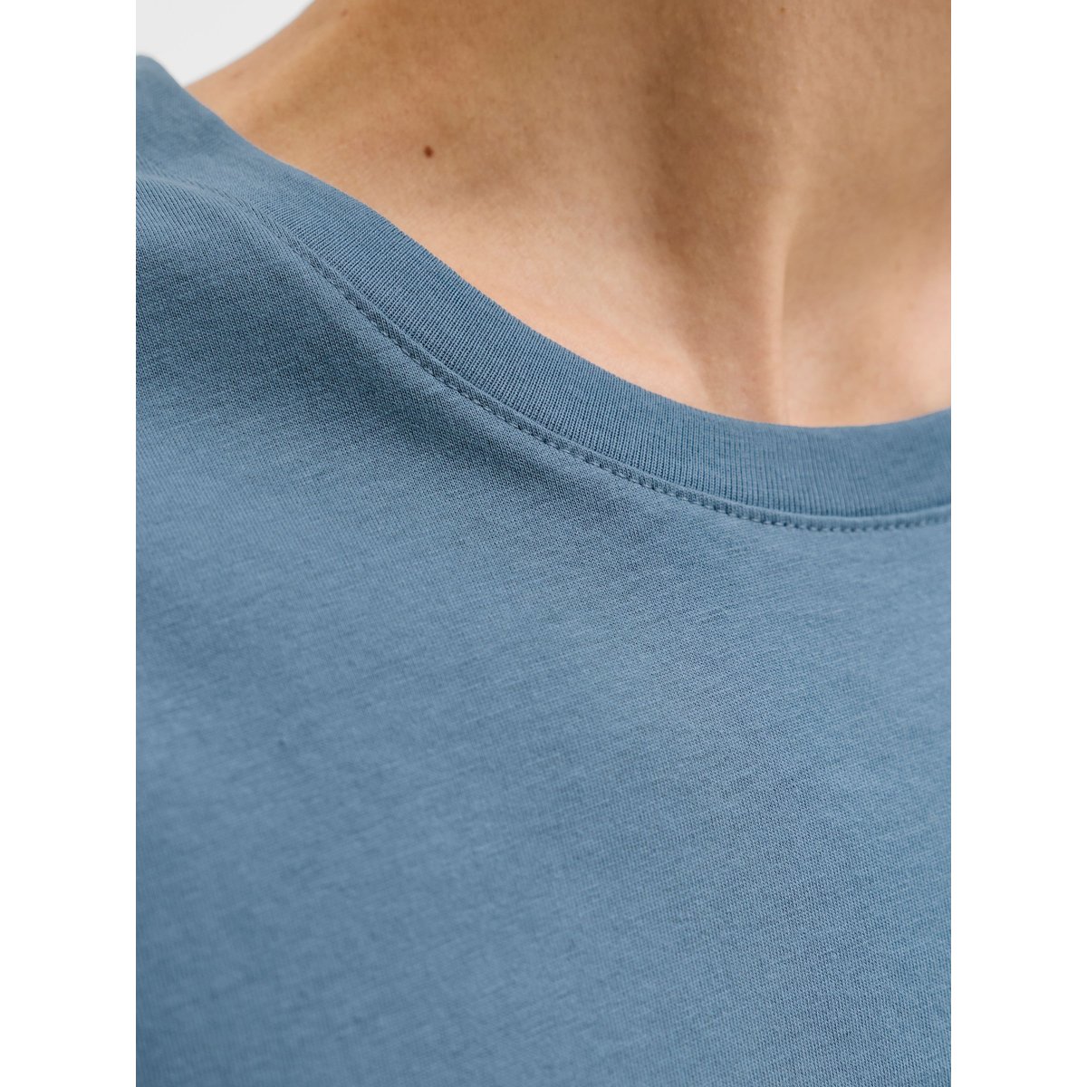 T-shirt col rond en coton bio bleu indigo, JACK & JONES