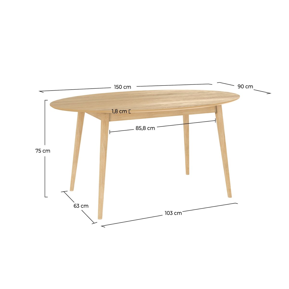 Table ovale en bois - EDDY bois clair, MAISON PAVANE